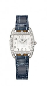 Fashion Hermes Tonneau Diamonds Silver blue Replica watch